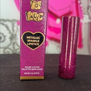 Too Faced Glittery Metallic iridescent violet Lipstick